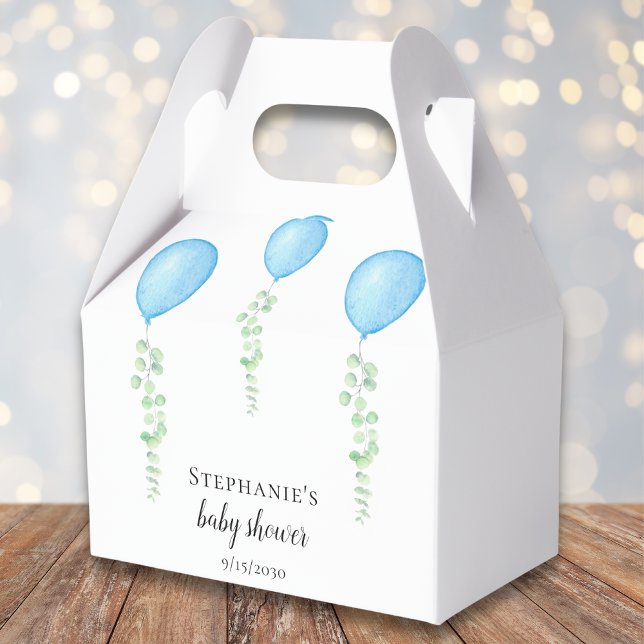  Blue Balloon Baby Shower Greenery  Favor Boxes (Creator Uploaded)