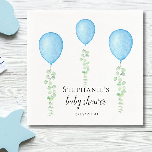  Blue Balloon Baby Shower Greenery  Napkins (Creator Uploaded)