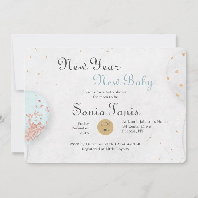 Blue Balloon Baby Shower Invitation (Front)