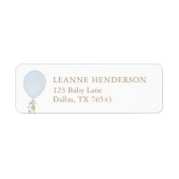 Blue Balloon Baby Shower Return Address Label