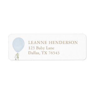 Blue Balloon Baby Shower Return Address Label