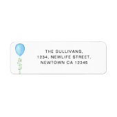 Blue Balloon Baby Shower Return Address Label (Front)