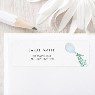Blue Balloon Baby Shower Return Address Label
