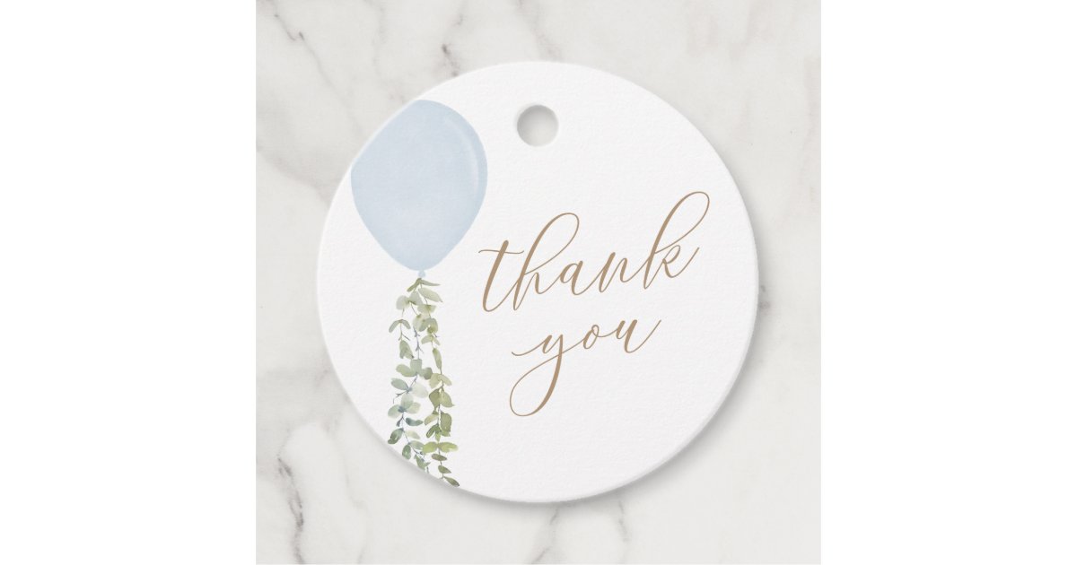 Blue Balloon Baby Shower Thank You Favor Tags | Zazzle