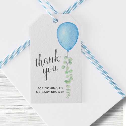 Blue Balloon Baby Shower Thank You Gift Tags