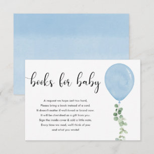 Blue balloon Books for baby boy  Enclosure Card