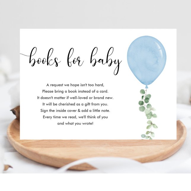 Blue balloon Books for baby boy  Enclosure Card (Creator Uploaded)