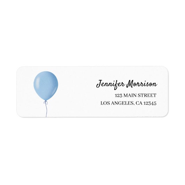 Blue Balloon Boy Baby Shower Address  Label (Front)