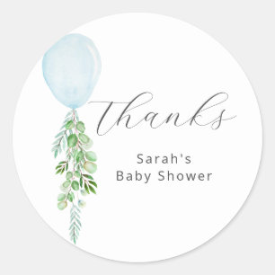 Blue Balloon Boy Baby Shower Thank You Classic Round Sticker