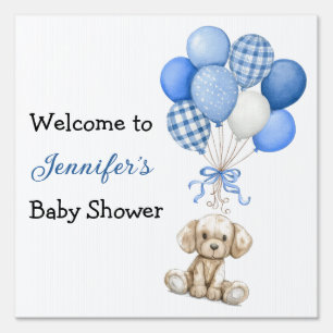 Blue Balloon Boy Baby Shower Yard Sign