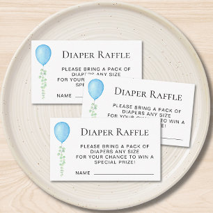 Blue Balloon Diaper Raffle Baby Shower Enclosure Card