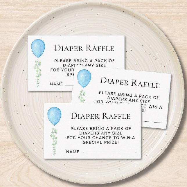 Blue Balloon Diaper Raffle Baby Shower Enclosure Card (Creator Uploaded)