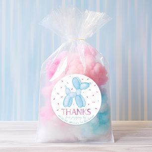 Blue Balloon Dog Party Favor Sticker