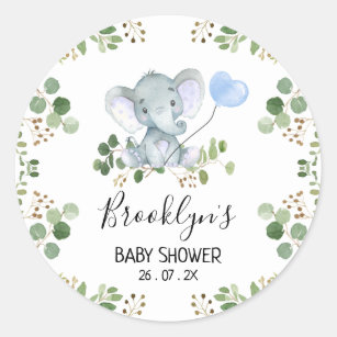 Welcome Baby Boy Stickers Labels Cute Little One Elephant Decor