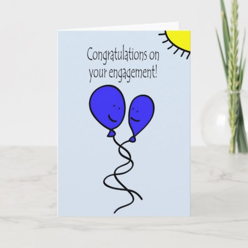 Blue Balloon Engagement Congratulations Card