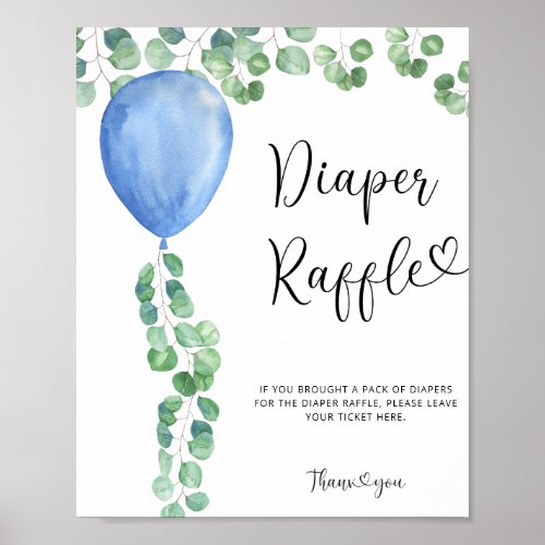 Blue Balloon Eucalyptus _ Diaper raffle Poster