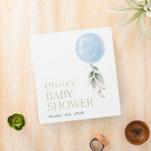 Blue Balloon, Eucalyptus, Greenery, Baby Shower 3 Ring Binder