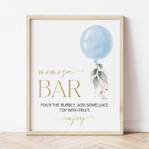 Blue Balloon, Eucalyptus, Greenery, Momosa Bar Poster