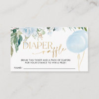 Blue Balloon Greenery Baby Shower Diaper Raffle