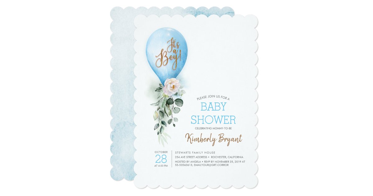 Blue Balloon It's a Boy Baby Shower Invitation | Zazzle.com