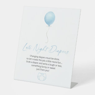 Blue Balloon Late Night Diapers Pedestal Sign