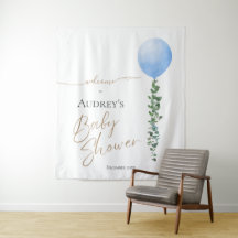 Blue Balloon Oh Boy Baby Shower Welcome Sign