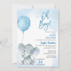 Blue Balloon Oh Boy Elephant Baby Shower