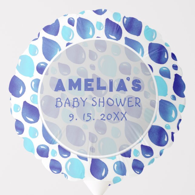 Blue Balloon Pattern Baby Boy Baby Shower Balloon (Front)