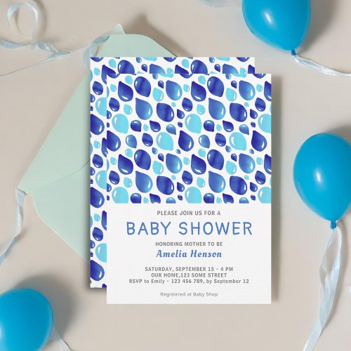 Blue Balloon Pattern Baby Boy Baby Shower Invitation