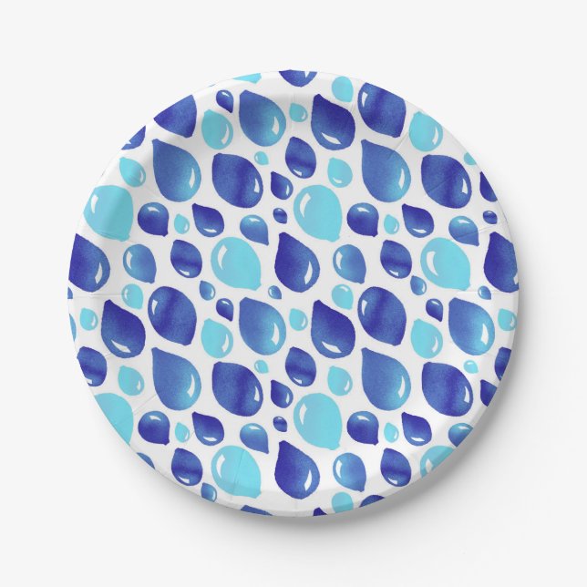 Blue Balloon Pattern Baby Boy Baby Shower Paper Plates (Front)