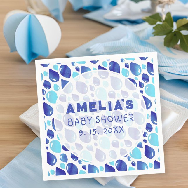 Blue Balloon Pattern Baby Girl Baby Shower Napkins (Creator Uploaded)
