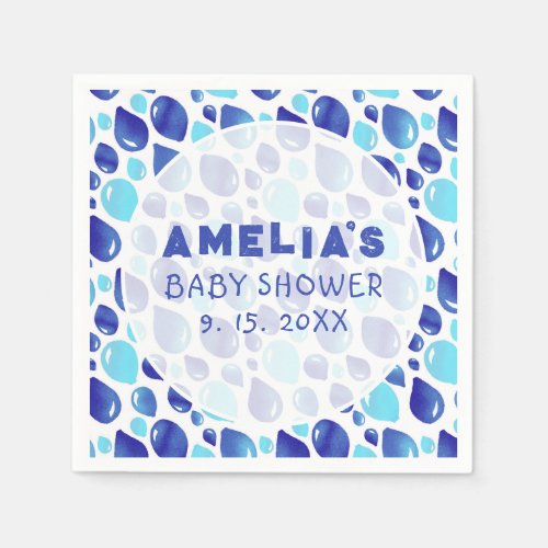Blue Balloon Pattern Baby Girl Baby Shower Napkins
