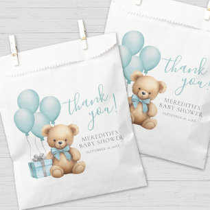 Blue Balloon Teddy Bear Baby Shower Favor Bag