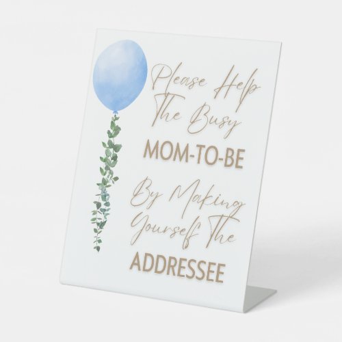 Blue Balloon Watercolor Boy Baby Shower Pedestal Pedestal Sign