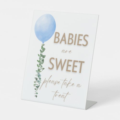 Blue Balloon Watercolor Boy Baby Shower Pedestal Pedestal Sign