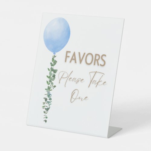 Blue Balloon Watercolor Boy Baby Shower Pedestal Pedestal Sign