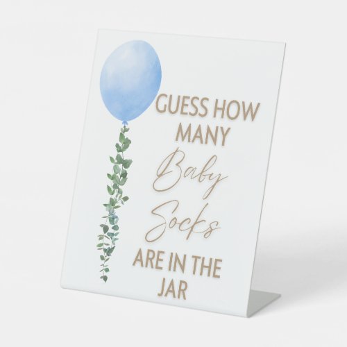 Blue Balloon Watercolor Boy Baby Shower Pedestal Pedestal Sign