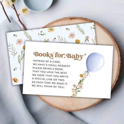 Blue Balloon Wildflower Books for Baby Request Enclosure Card