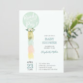 Blue Balloon with Tassel Baby Shower invitation (Standing Front)