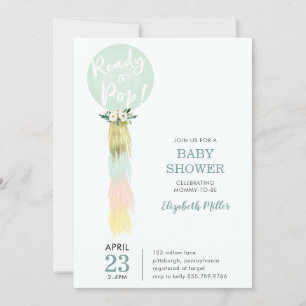 Blue Balloon with Tassel Baby Shower invitation