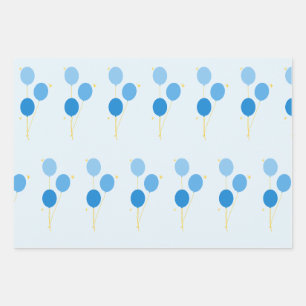 Blue balloon wrapping paper