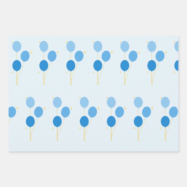 Blue balloon wrapping paper (Front 3)