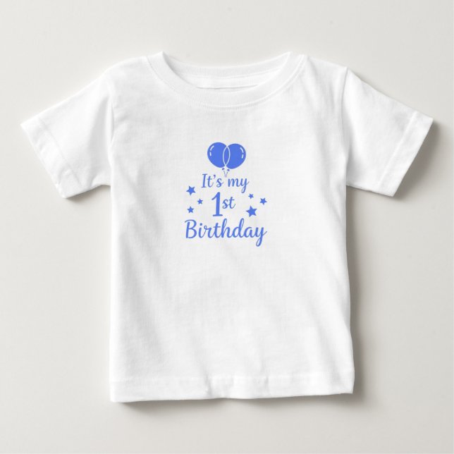 Blue Balloons 1st Birthday   Baby T-Shirt (Front)