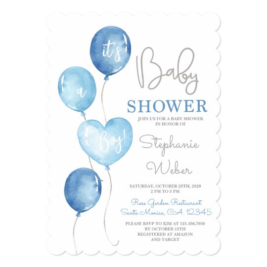 Blue Balloons Baby shower boy Invitation