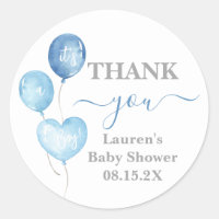 Blue Balloons Baby Shower Boy Round Sticker