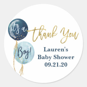 Blue balloons baby shower boy sticker