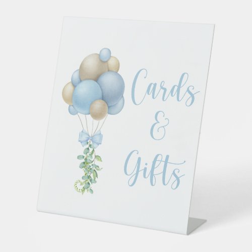Blue Balloons Baby Shower Cards and Gifts Pedestal Sign