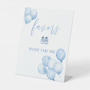 Blue Balloons Baby Shower Favors Pedestal Sign