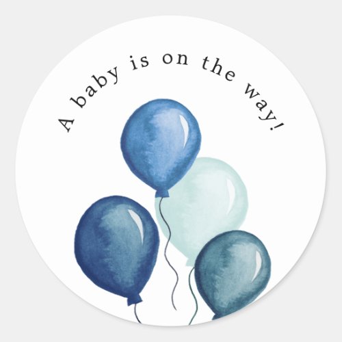 Blue Balloons Baby Shower Round Sticker