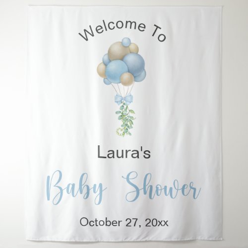 Blue Balloons Baby Shower Tapestry